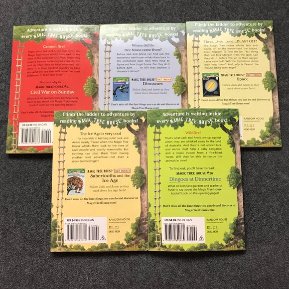 Lot of 5 Magic Tree House PB Books #1 #7 #8 #20 #21 by Mary Pope Osborne - Picture 2 of 2